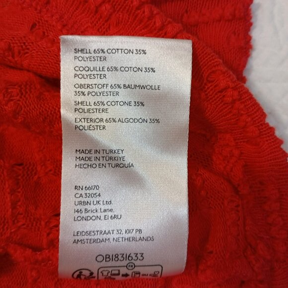 Free People Top Red Ruffled Textured M Womens - Picture 4 of 9